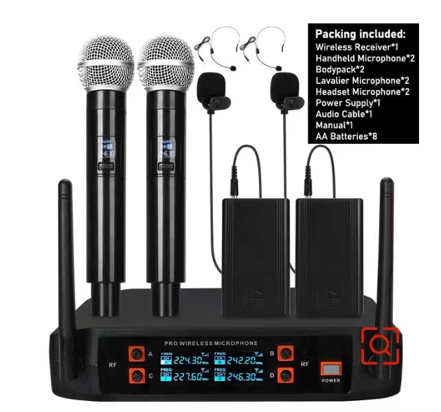 Micrófono inalámbrico karaoke en casa uno para cuatro audio al aire libre TV canto KTV karaoke Conferencia rendimiento micrófono