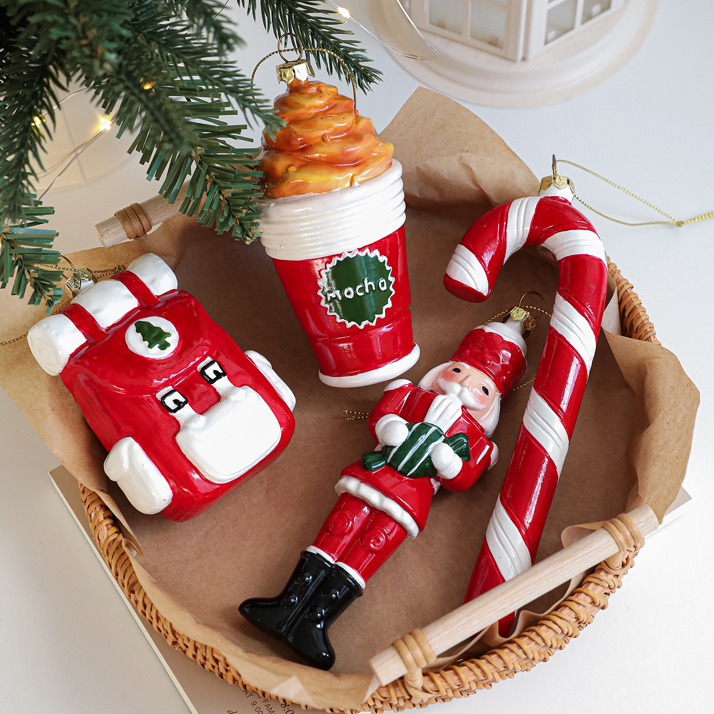 Nuevos colgantes de plástico Santa, colgantes de árbol de Navidad, adornos, artículos de decoración, artículos de diseño de atmósfera en stock