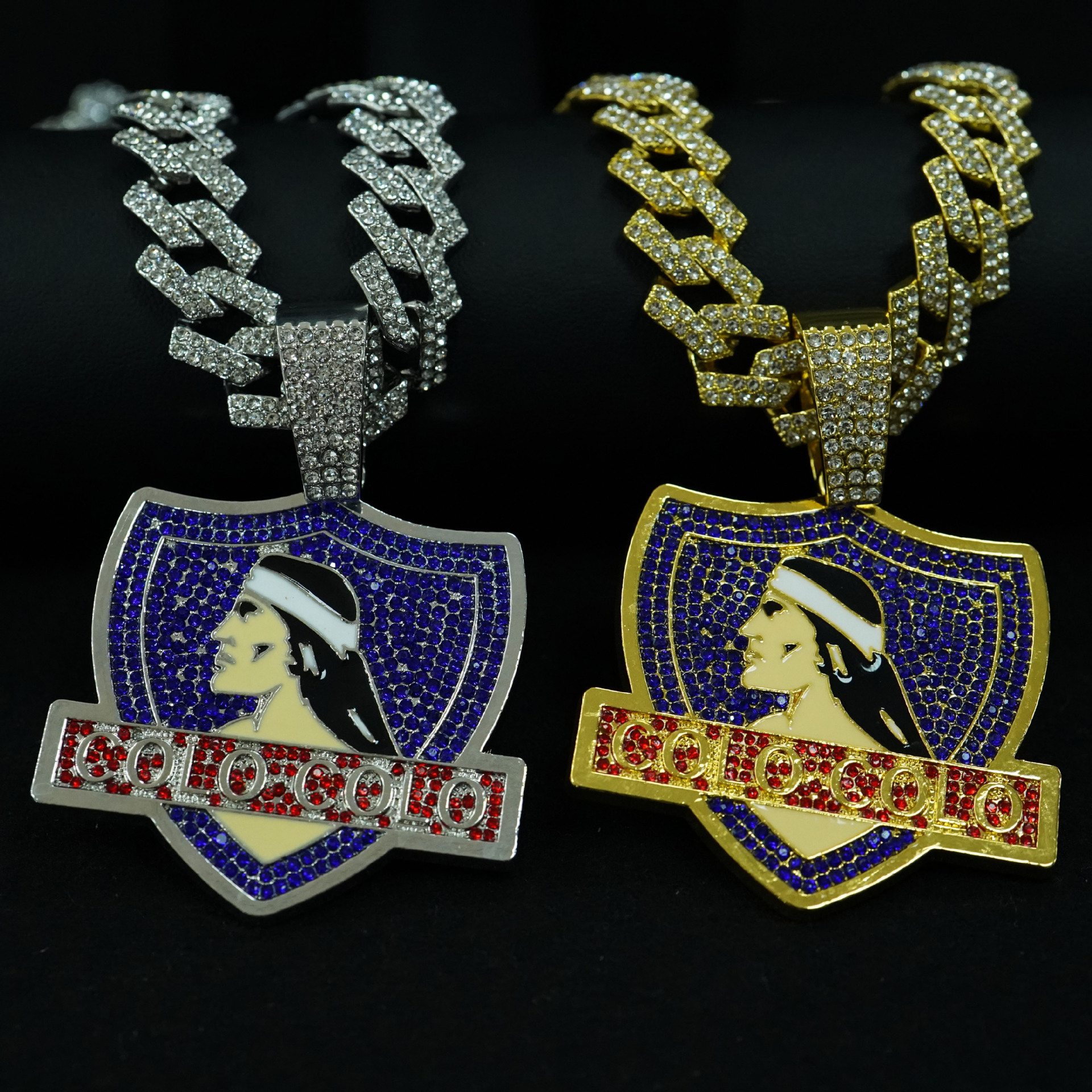 Europa y los Estados Unidos Hip-Hop completo COLO-COLO retrato escudo colgante rap collar hipster adornamiento de estilo callejero personalizado