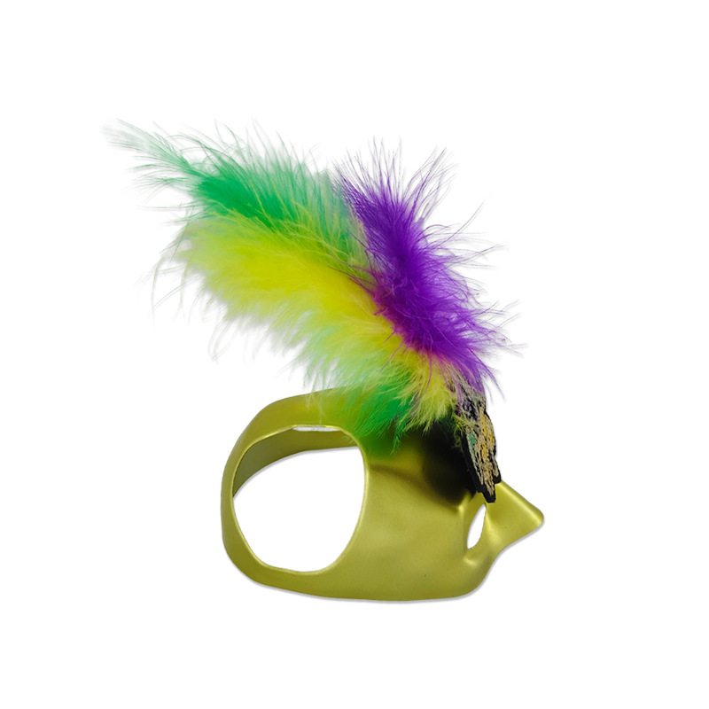 Nuevas máscaras de gatos transfronterizas, pilares, plumas tricolores, fiesta de carnaval brasileño, dibujos animados, props para mascotas