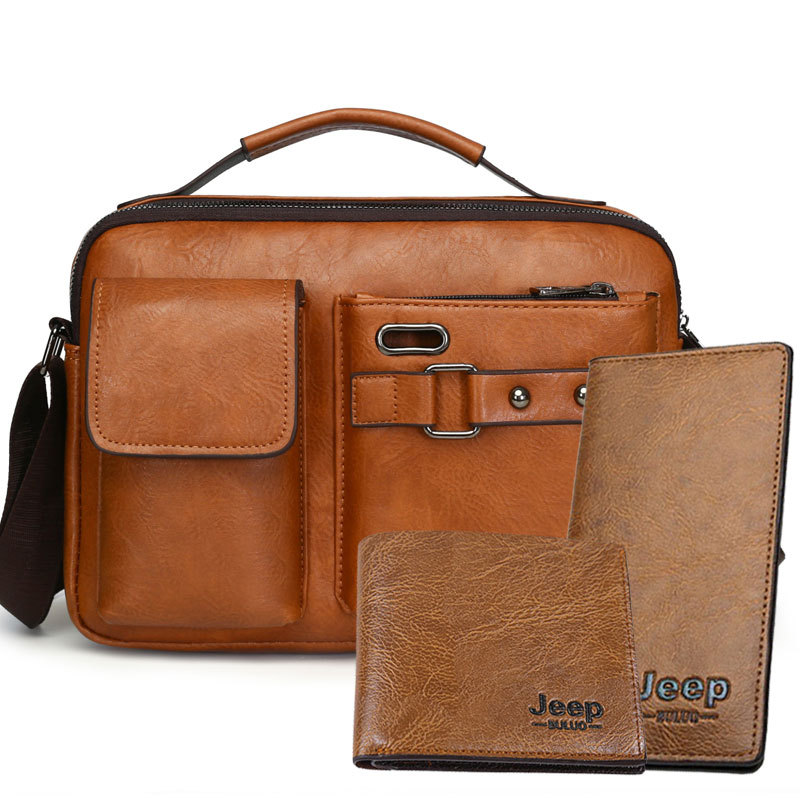 男士手提斜挎包日常百搭欧美复古男款单肩包多功能潮男生挎包男包