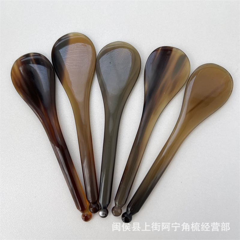Horn Guasha and Acupoint Massage Stick Set Round Paddle Facial Eye Beauty Tool Body Meridian Wand overview