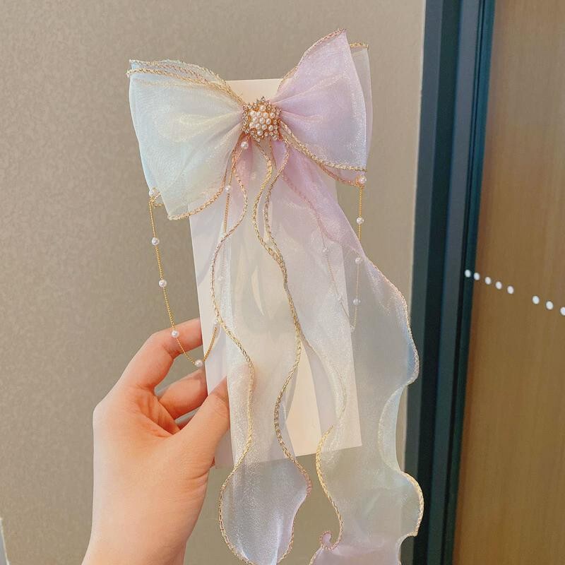 子供用ヘアバンド女の子レインボーリボン編み込みヘアピン頭飾りポニーテールリボンヘアピン春と夏の女の子のヘアアクセサリー|undefined