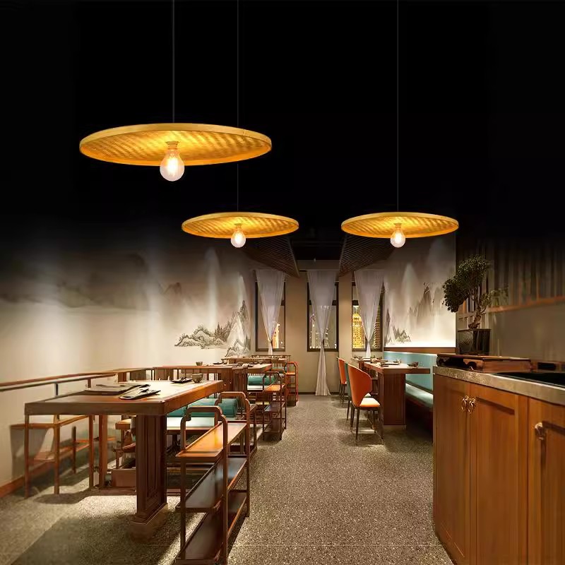 bambú trenzado doigasa lámpara de lámpara retro sombrero de paja residencial trenzado de paja caña trenzado del sudeste asiático lámpara de paja casa de paja