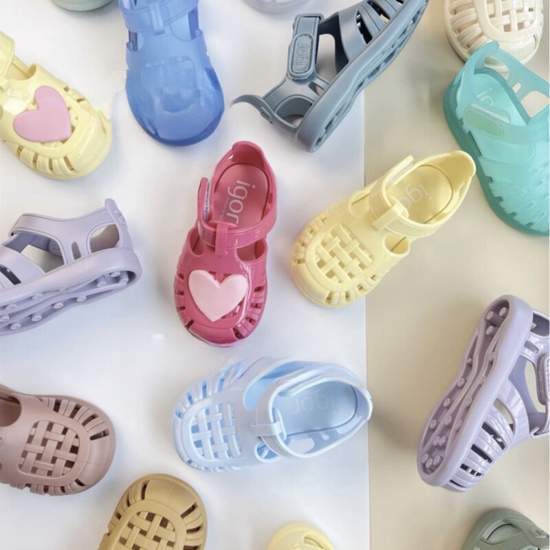 Summer New Arrivals Boys and Girls Solid Color Casual Closed-Toe Roman Sandals Velcro Beach Shoes for Children