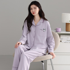睡衣女春秋款纯棉2025新款长袖宽松休闲可外穿全棉家居服套装秋季