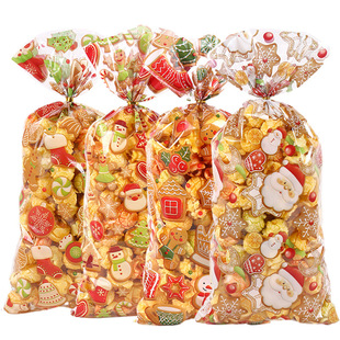 New 50 Christmas Frosted Cookies OPP Flat Pocket Holiday Party Candy Snowflake Crisp Gift Packaging Bag