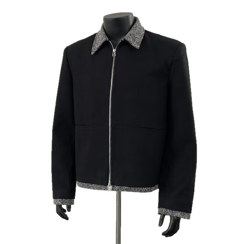 Giacca corta nera da uomo con colletto stile di nicchia_voghion.com