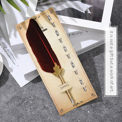 卡裝羽毛筆蘸水鋼筆廠家可加logo筆桿復古手工蘸水筆批發