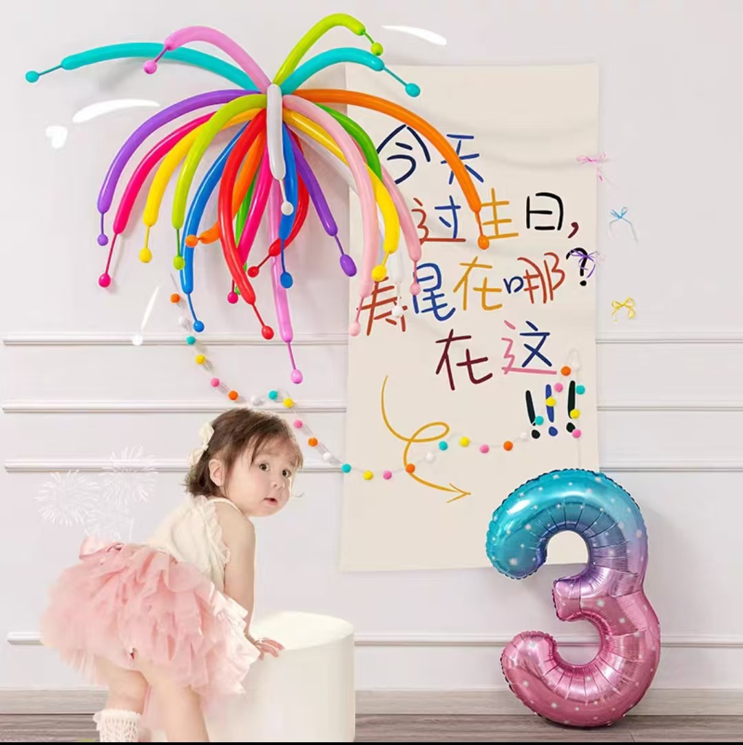 Birthday Party Decorations Dopamine Themed Banners Fireworks Balloons Photo Backdrops 5th 10th_voghion.com