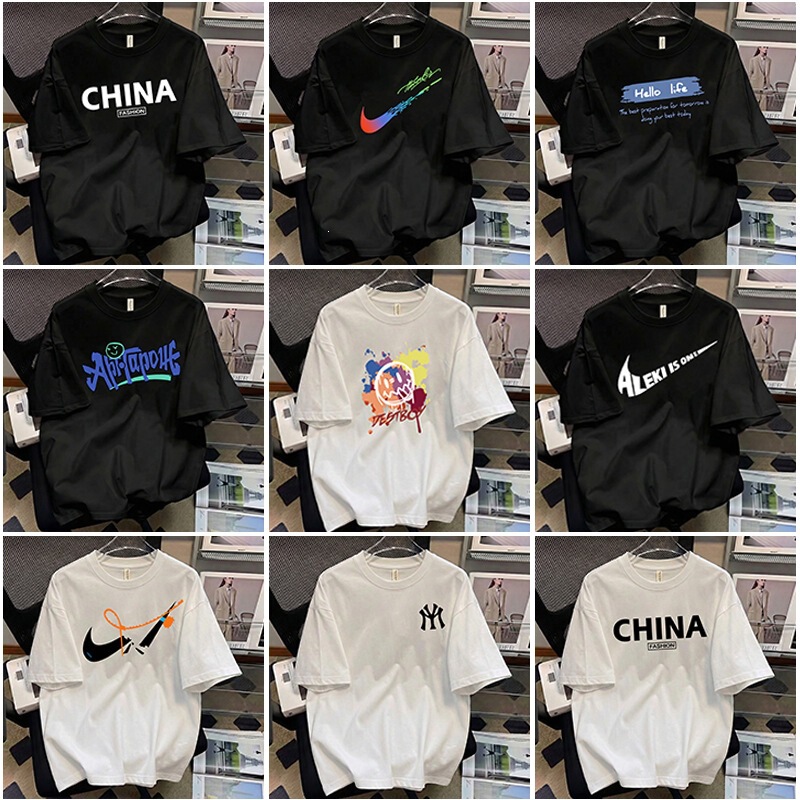 Pure Cotton Short-Sleeved T-Shirt Men's Trendy Brand Summer New Loose-Fitting Bottoming Shirt Men's Sports Casual Top T-Shirt Ins