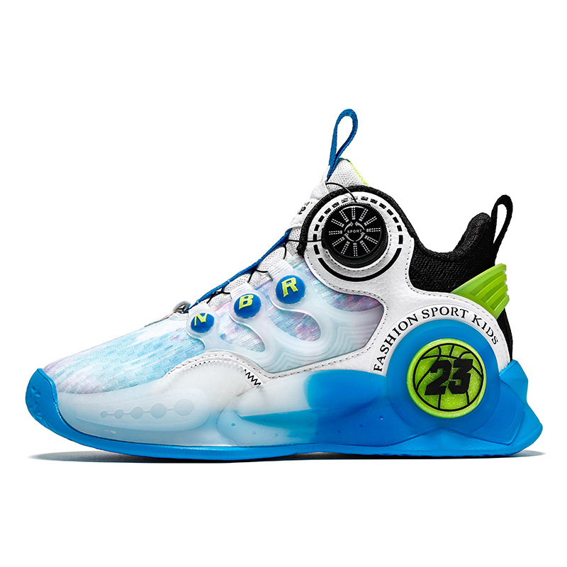 Zapatos de baloncesto para niños, otoño y invierno 2025, nuevos zapatos de entrenamiento de combate para niños con botón rotativo y zapatos de baloncesto transpirables