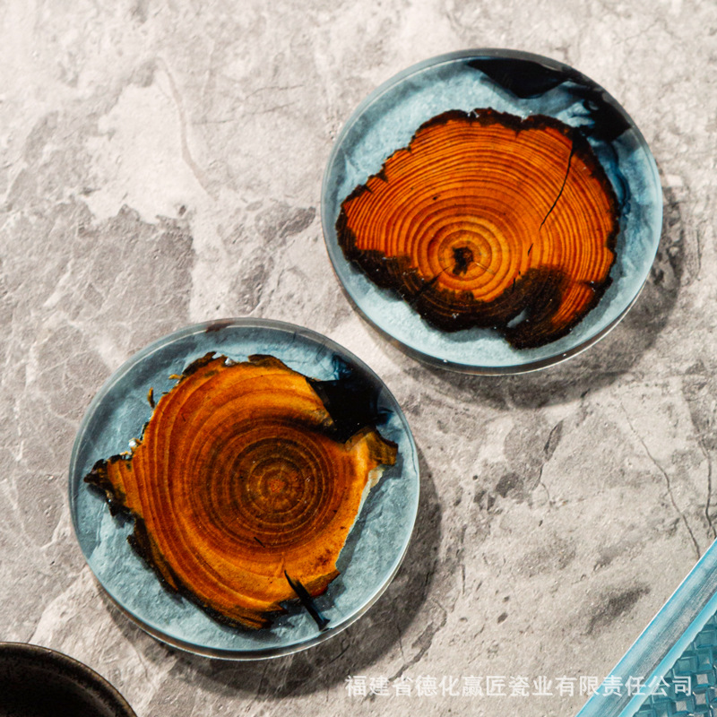 Taza de té de madera japonesa almohadilla de aislamiento de resina simple taza de taza almohadilla creativa piezas de ceremonia del té accesorios de acantilado hogar almohadilla de ciprés