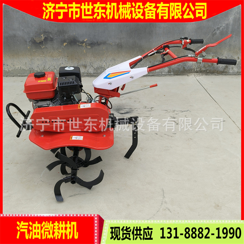 世东手扶式汽油微耕机 小型大棚松土机 汽油机果园松土犁地旋耕机
