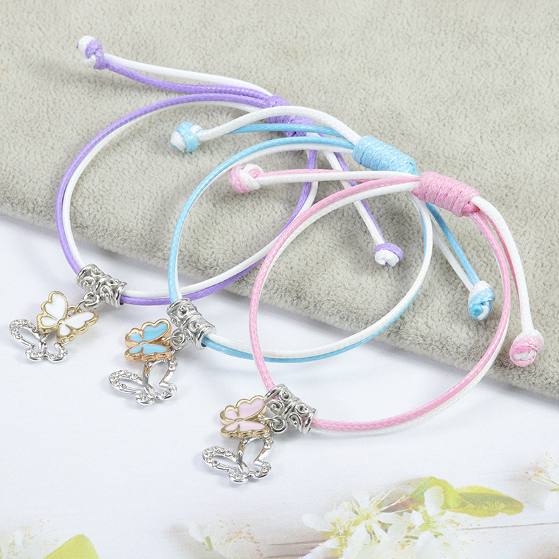 Cross-border explosions student three-person woven bracelet Korean version of simple butterfly flower five-pointed star friendship hand rope wholesale