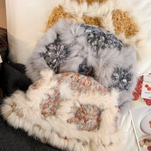 真兔毛云朵针织醒狮帽子女秋冬季保暖百搭显脸小渔夫帽毛绒绒盆帽