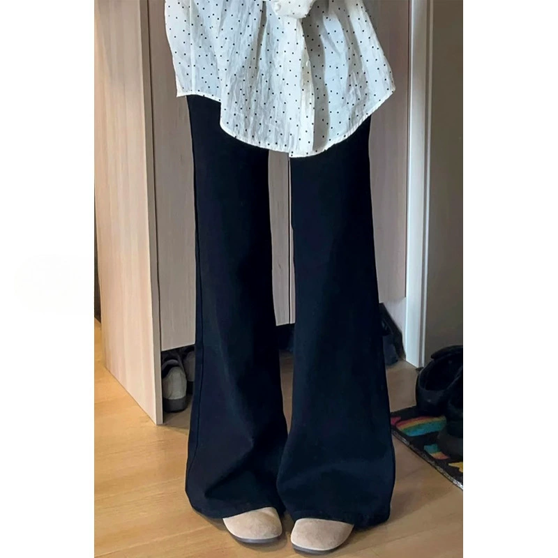 [Модная одежда] Черные джинсы с высокой талией микро-эла женские весенние новые эластичные тонкие подковы брюки