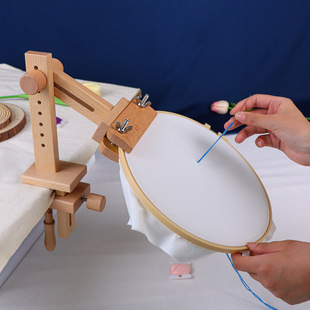 Factory wholesale Amazon cross-border cross stitch embroidery frame beech wood stamp embroidery tool seat solid wood shelf