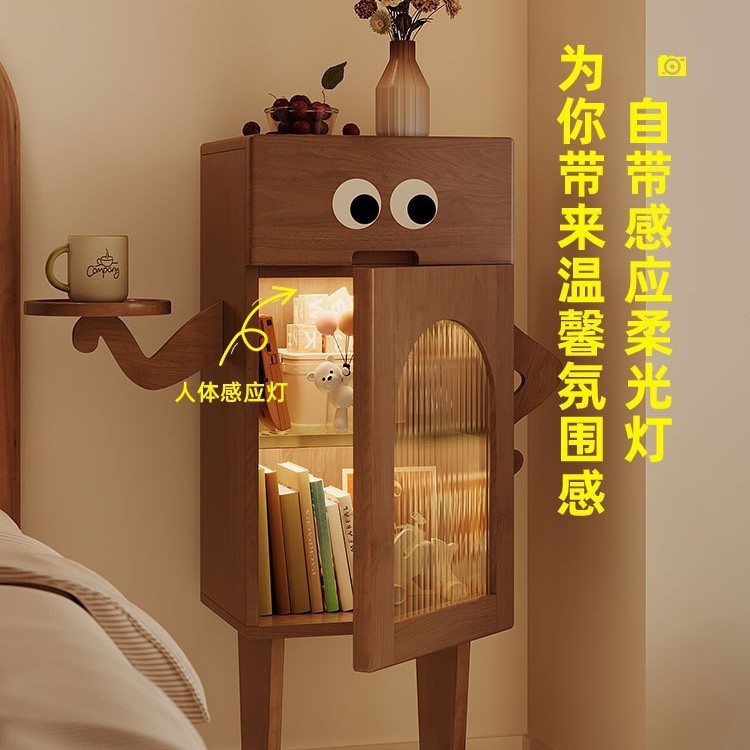 Bedside Table Small Side Table Storage Bedroom Storage Living Room Creative Cupboard Robot Side with Light Children's Bedside Table