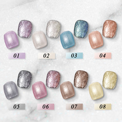 New Internet celebrity autumn and winter color pearlescent thread shell glue filled armor oil glue micro-glitter pearlescent popular color nail art glue