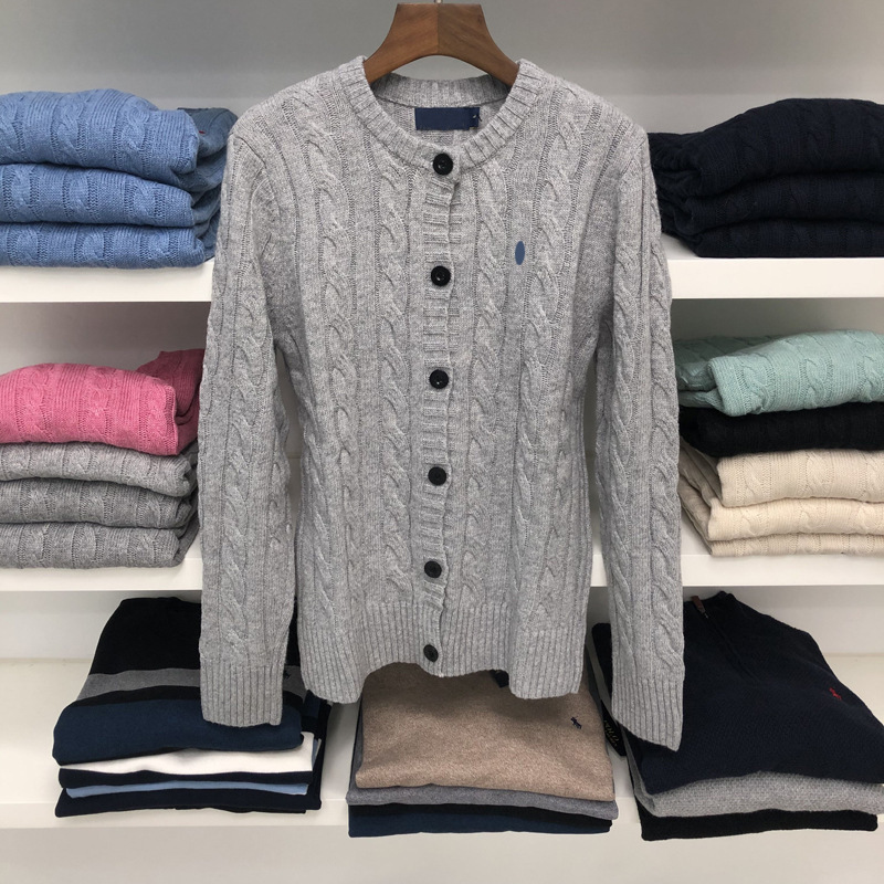 Cross-border Foreign Trade Women's Cardigan Button Wool Blended Sweater Women's Slim-fit Twist Sweater Long-sleeved Sweater