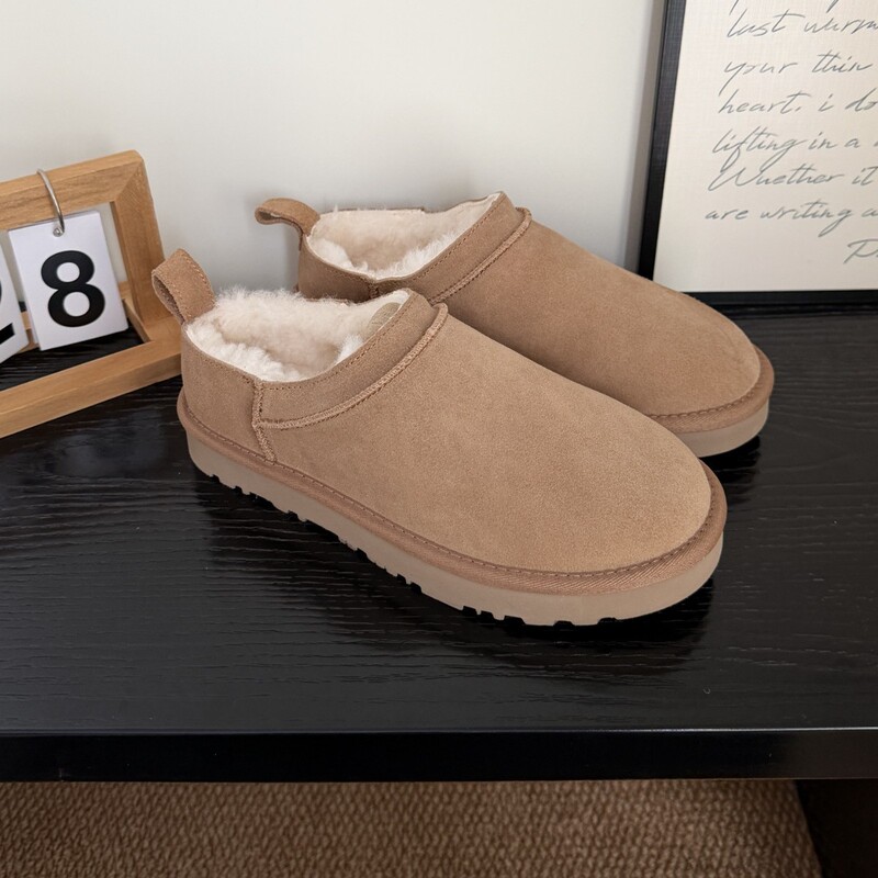 Sangpo snow boots, ultra-mini 2026 winter new women's warm slippers, genuine leather with integrated fur lining, fleece-lined and thickened Sangpo snow boots, ultra-mini 2026 winter new women's warm slippers, genuine leather with integrated fur lining, fleece-lined and thickened