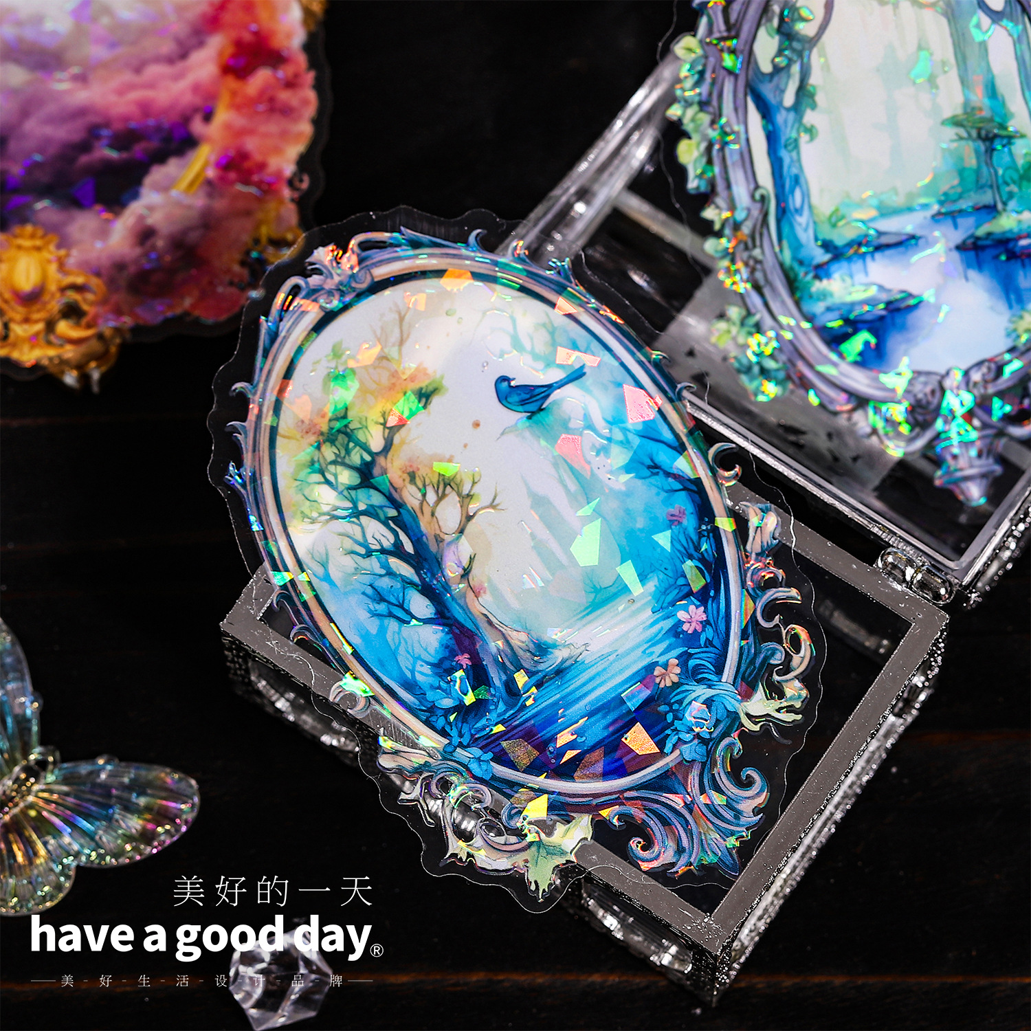 美好的一天贴纸 魔幻之镜系列 贝壳光手账DIY素材装饰贴5张入6款