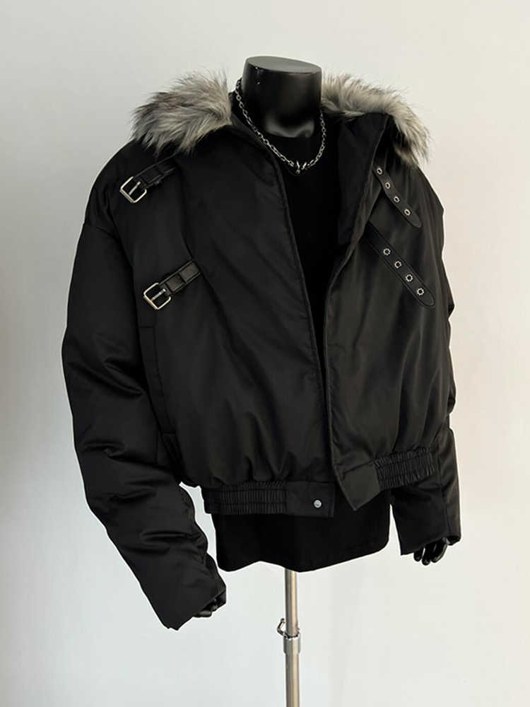 アメリカの襟のジャケットの綿服の男性の冬の短いタイプの厚い座山の彫刻のコートは設計感のカップルの綿入れの上着を解体します。