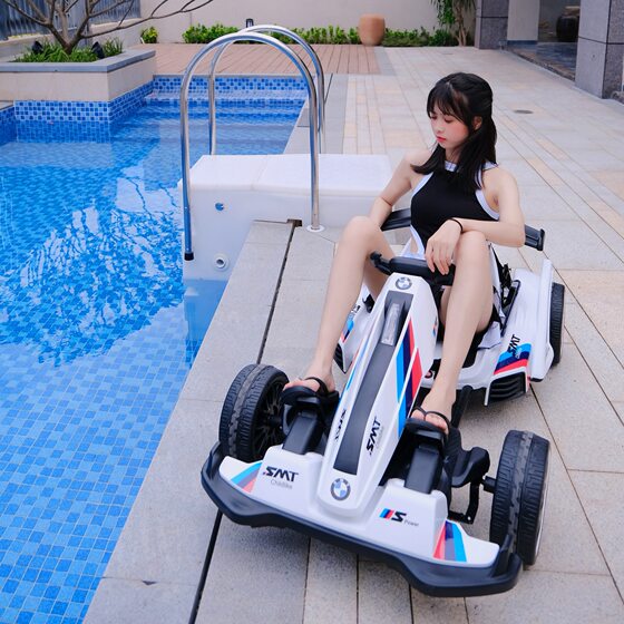Children's electric go-kart four-wheel toy charging remote control boys and girls children's stroller riding toy car can sit