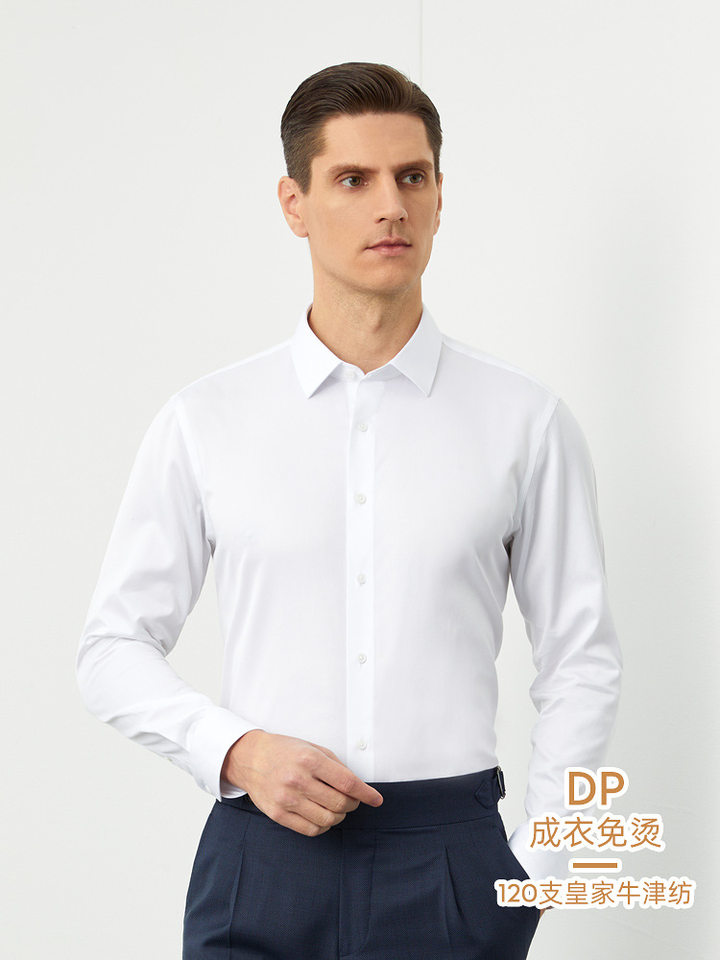 Áo sơ mi nam Oxford cotton dài tay không cần ủi form vừa vặn — Sky Blue-Dài tay-Nam-25, Trắng-dài tay-nam-21, Xám hồng-dài tay-nam-30