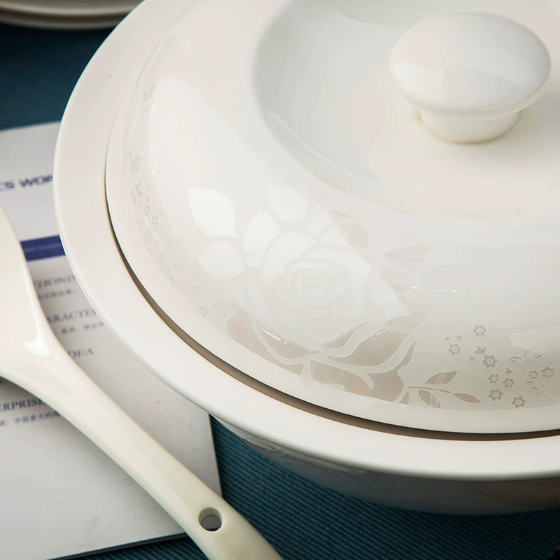 Сияние Jingdezhen на яркой керамической посуде белая роза домашняя фарфоровая миска набор костяной фарфор посуда столовый набор оптом