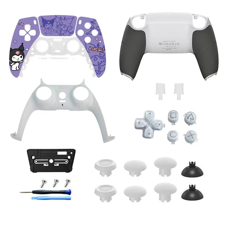Корпус для контроллера PS5 двухцветный мягкий резиновый задний корпус, крышка, колпачок рычагa, 30-я годовщина серого, DIY ограниченный дизайн, ремонтные аксессуары