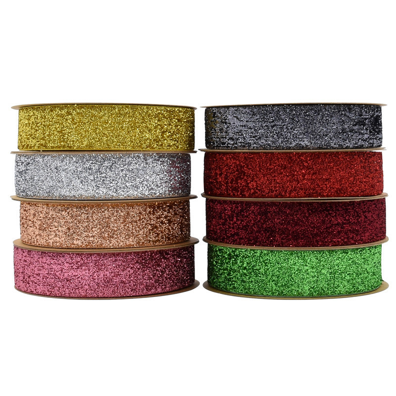 2.5cm transfronterizo venta caliente escenario material de decoración oro y plata plantación de cebolla cinta de seda brillante cinta de cebolla colorida 10 metros