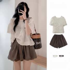 夏季2025年新款女士装时尚套装盐系轻熟高级感气质上衣短裤两件套