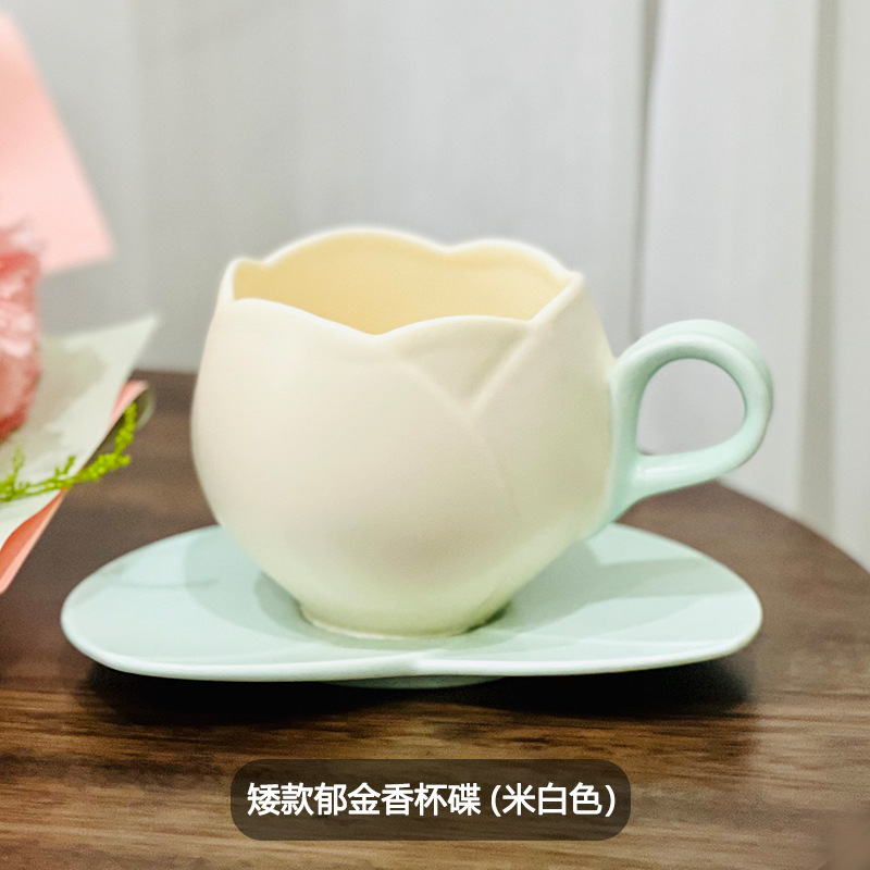 Taza de café de cerámica creativa y platillo desayuno leche tulipán taza de café traje de gran capacidad publicidad logo taza de café