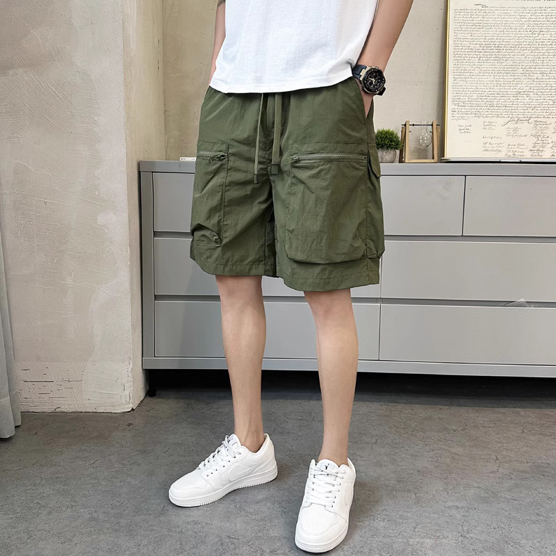 Summer New Multi-Pocket Solid Color Simple Loose Cargo Shorts Men's Five-Point Casual Trendy Sports Shorts Quick-Dry