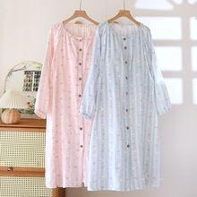 带胸垫哺乳睡裙春夏孕妇产后纯棉医院待产月子服产妇喂奶睡裙卡通