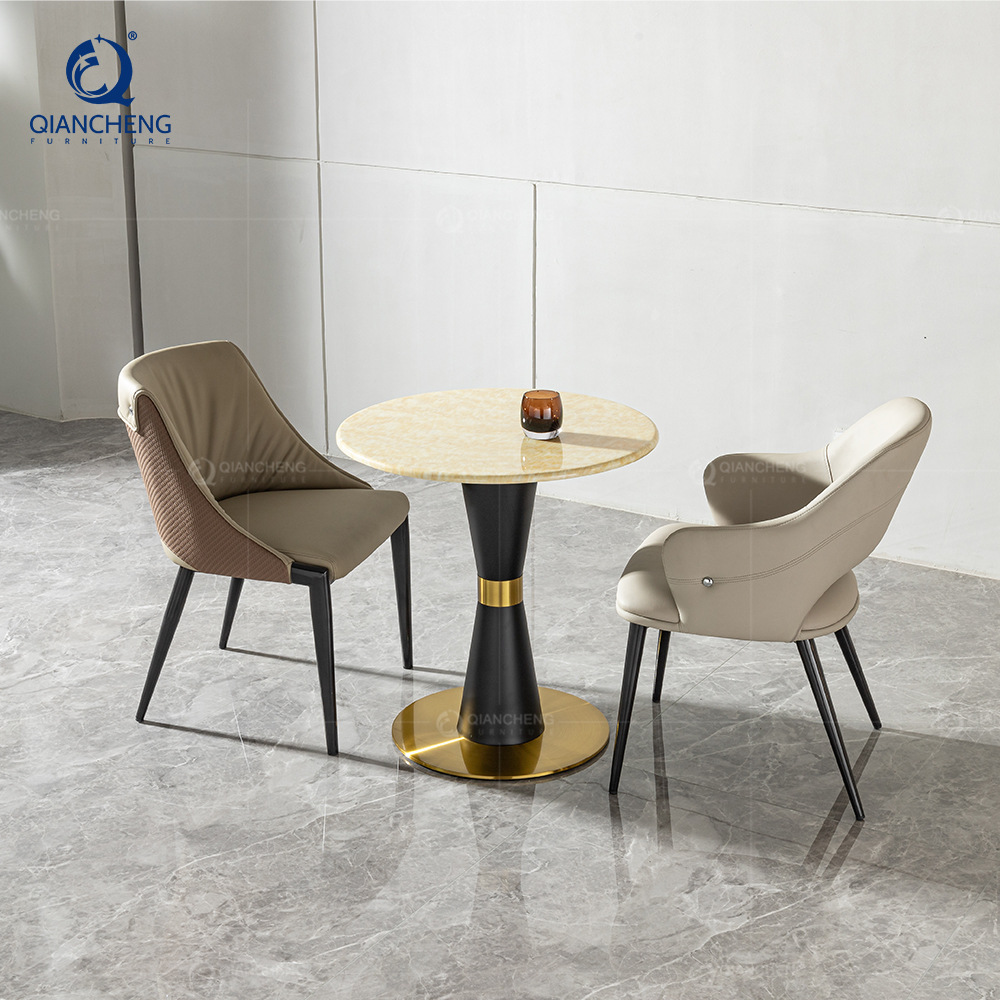 Mesa de Negociación de Piedra Sinterizada y Acero Inoxidable, Desmontable, para Locales Comerciales y Recepción image 5