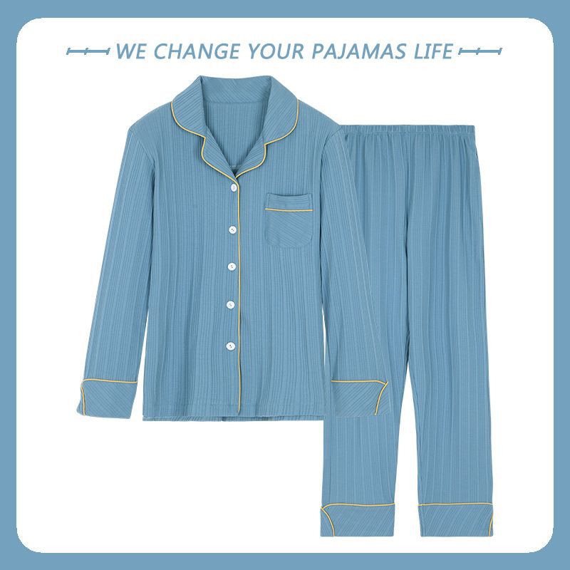 Mamá Pijamas Mujer primavera y otoño 100% algodón más tamaño pantalones de manga larga de mediana edad y ancianos otoño traje de desgaste para el hogar al aire libre