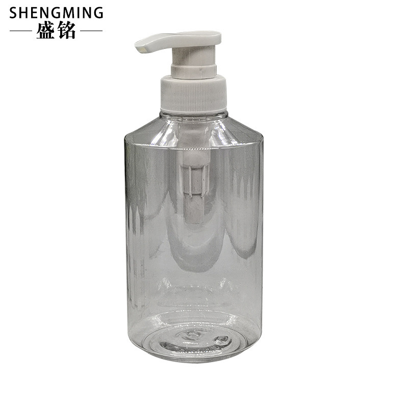 PET透明ローション斜め肩ボトル 500ML シャワージェル空ボトル シャンプー押圧ボトル ハンドソープポンプボトル|undefined