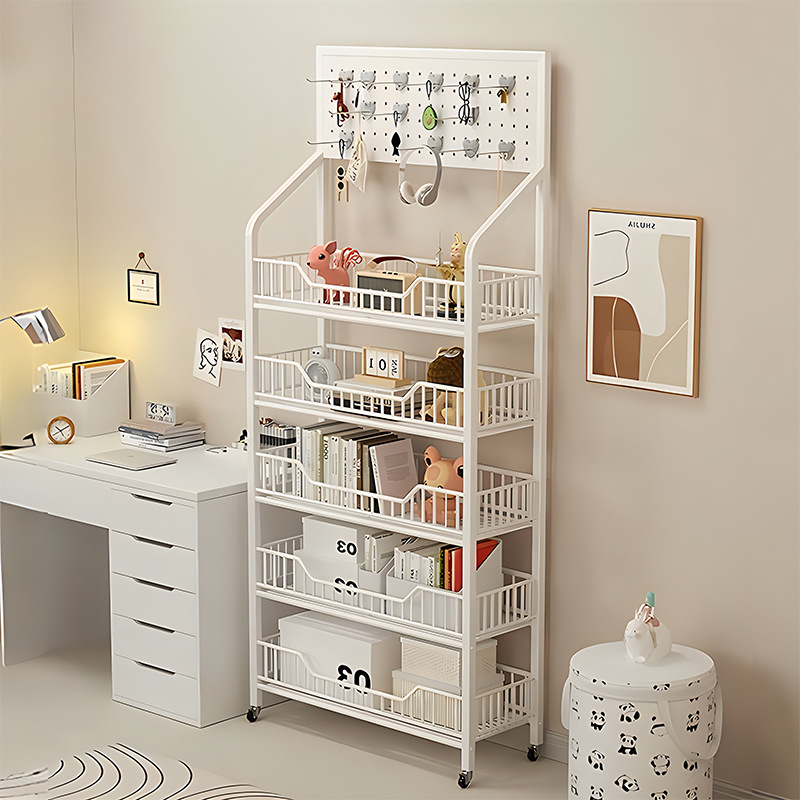 Estante móvil con tablero perforado, librero de varias capas para sala, dormitorio y estudiantes.