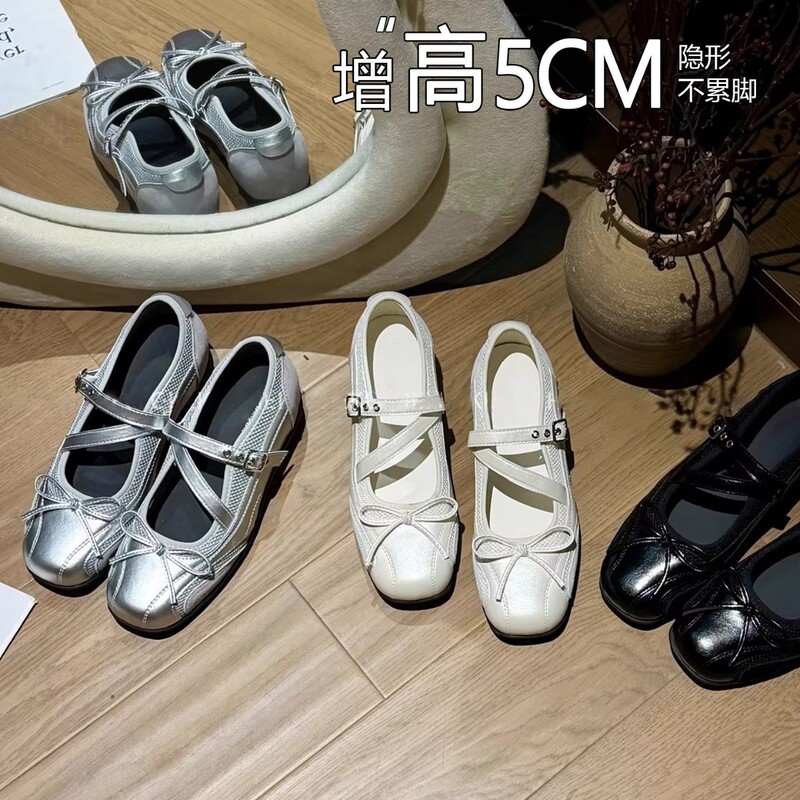 Sheepskin Version~Retro Bow-Knot Thick-Soled Height-Increasing Casual Shoes for Women, Versatile Ballet-Style Mary Jane Sneakers Sheepskin Version~Retro Bow-Knot Thick-Soled Height-Increasing Casual Shoes for Women, Versatile Ballet-Style Mary Jane Sneakers