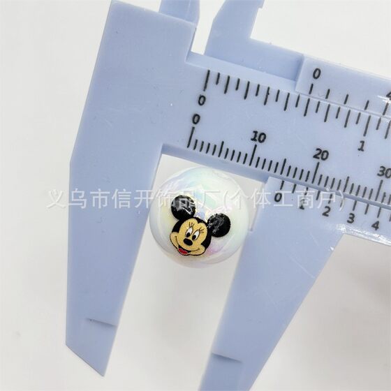 Cross-border Acrylic Through-hole 16mm Printed Mickey Minnie Series Cute Cartoon Round Beads Beaded DIy Handmade Match