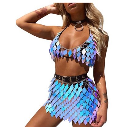 Joyería transfronteriza europea y americana de verano brillante Aleación de múltiples capas falda de lentejuelas collar de cadena de cintura accesorios sexy traje Cadena de cuerpo