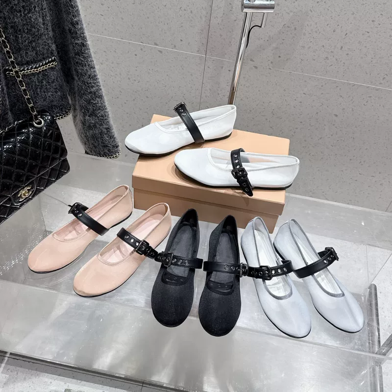 High-end version ~ 2025 new hollow flat-soled Mary Jane shoes buckle one-strip mesh ballet shoes single shoes for women