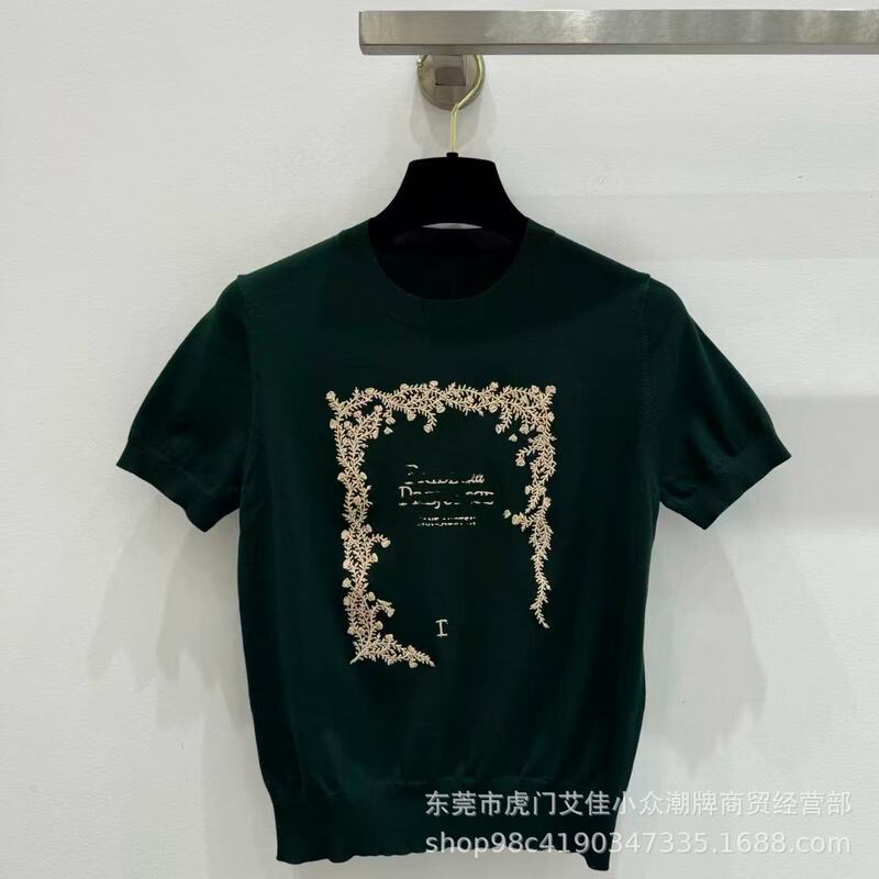 High-Quality Trendy Brand D's 26 New Summer Fashion Slim-Fit Design Knit Short-Sleeve Top Luxury Women's Clothing High-Quality Trendy Brand D's 26 New Summer Fashion Slim-Fit Design Knit Short-Sleeve Top Luxury Women's Clothing