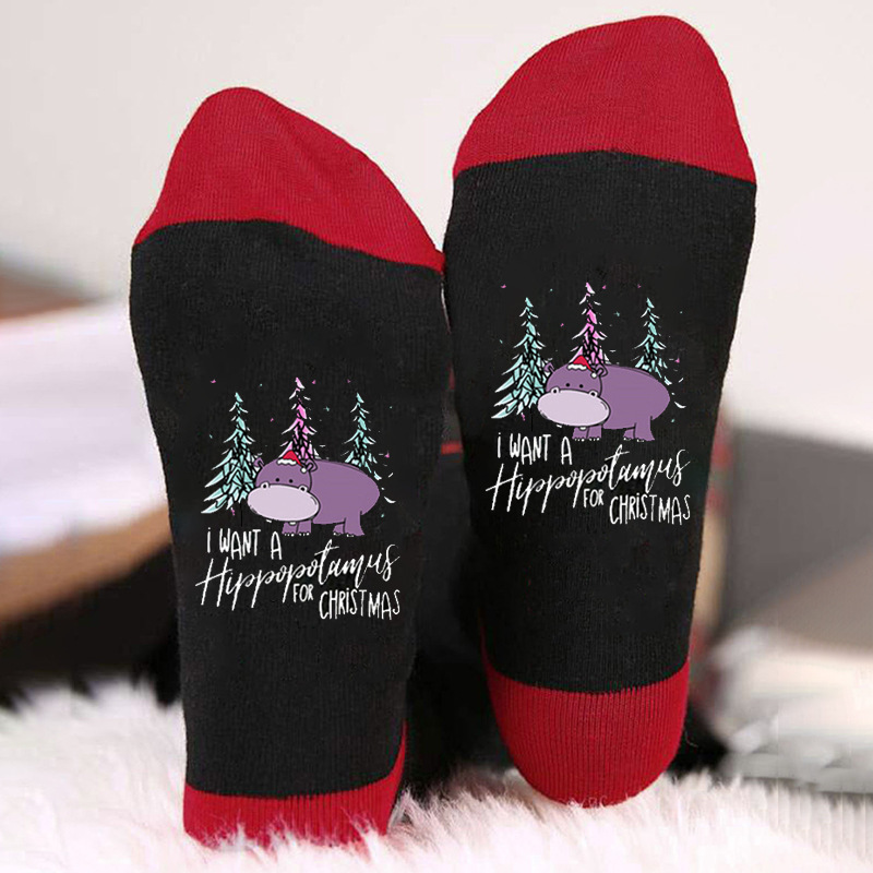 Calcetines de algodón transfronterizos de otoño e invierno para hombres y mujeres copa de vino tinto personalizada calcetines casuales de media pantorrilla ins medias transpirables a juego de colores de moda al por mayor