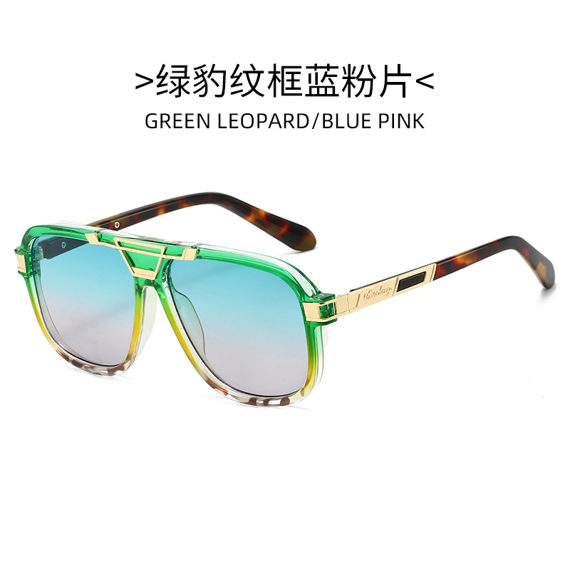 Green leopard print frame blue and pink pieces