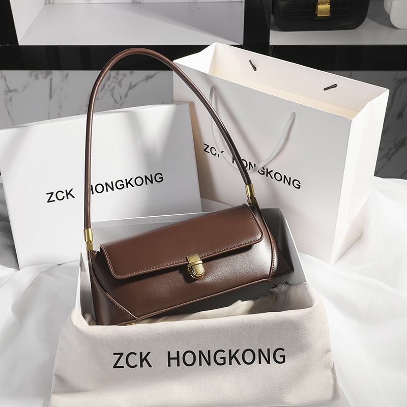 Hong Kong Purchasing Agent for Genuine Leather Women's Bags 2022 Trendy Spring and Summer Vintage Baguette Bag Underarm Bag Shoulder Bag Trendy New Arrivals