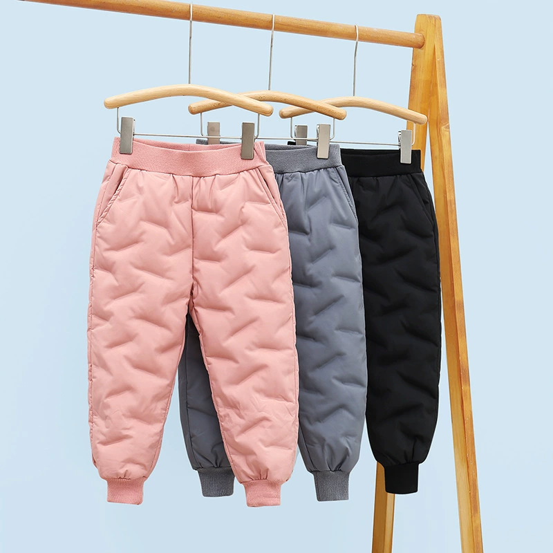 Детские пуховые брюки средней талии зимняя водонепроницаемая утка пуховые брюки среднего ребенка толстые теплые брюки пуховые брюки для детей